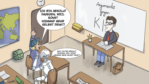 Karikatur zu KI im Klassenzimmer | kolleg24 Deutsch