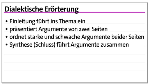 Karteikarte zu Erörterung und Kommentar | kolleg24 Deutsch