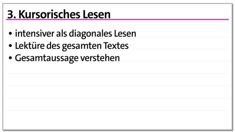 Lesetechnik kursorisches Lesen Karteikarte | kolleg24 Deutsch