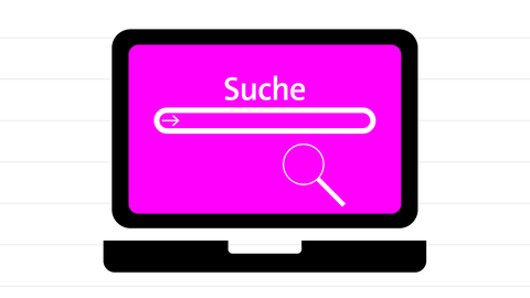 Suchfenster eines Internetbrowsers und eine Lupe | kolleg24 Deutsch