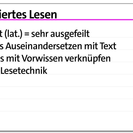Lesetechnik elaboriertes Lesen Karteikarte | kolleg24 Deutsch