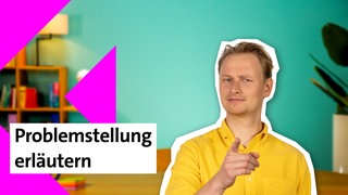 Presenter der Folge zum Erläutern einer Problemstellung im kolleg24 Deutsch