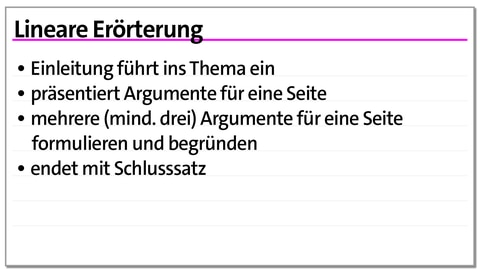 Karteikarte zu Erörterung und Kommentar | kolleg24 Deutsch