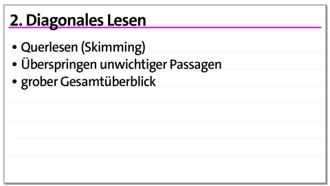 Lesetechnik diagonales Lesen Karteikarte | kolleg24 Deutsch