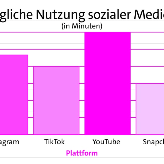 Balkendiagramm: Balken zeigen die tägliche Nutzung sozialer Medien | kolleg24 Deutsch