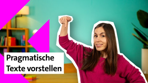 Presenterin der Folge zum Vorstellen von pragmatischen Texten im kolleg24 Deutsch