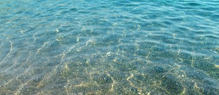 Unter klarem Meerwasser sieht man den Boden