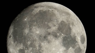 Der Mond in Großaufnahme: Er kreist um die Erde, aber wie sehen immer nur eine Seite von ihm.