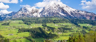 Klima im Gebirge: Die Höhenstufen der Alpen - grüne Wiesen und Wald unten und oben Fels und Schnee