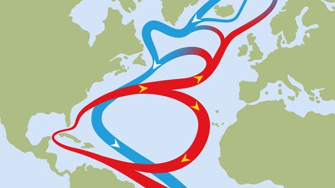 Der Golfstrom sorgt für milde Temperaturen in Nordeuropa. Er gehört zu den zahlreichen Meeresströmungen rund um den Globus.