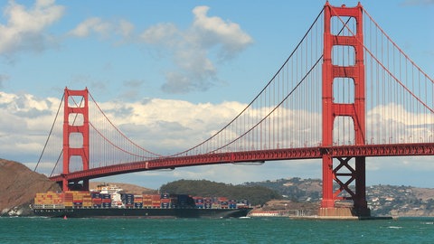 Golden Gate Brisge in San Francisco: Die Küste Kaliforniens ist ein Erdbebengebiet, weil zwei Kontinentalplatten aufeinandertreffen.
