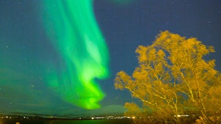 Polarlichter am Himmel entstehen durch das Magnetfeld der Erde und den Staub der Sonne.