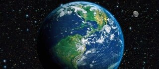 Die Erde aus dem Weltall: Der blaue Planet mit dem amerikanischen Kontinent.