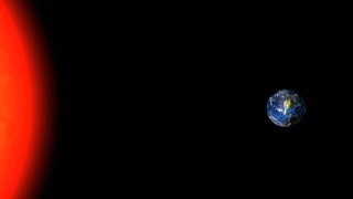 Die Erde hat genau den richtigen Abstand zur Sonne, um Leben möglich zu machen. (Abbildung nicht maßstabsgetreu)