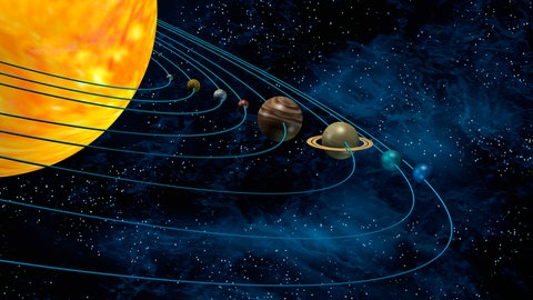 Unser Sonnensystem mit Sonne und Planeten