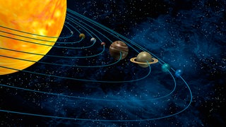 Unser Sonnensystem mit Sonne und Planeten