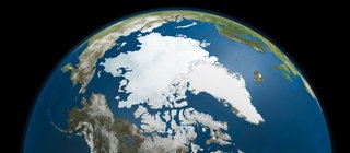 Die größten Eisflächen der Erde liegen rund um den Nordpol und den Südpol.