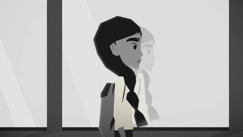 Zeichnung von Shazmeen, die Haare zu einem langen Zopf gebunden.