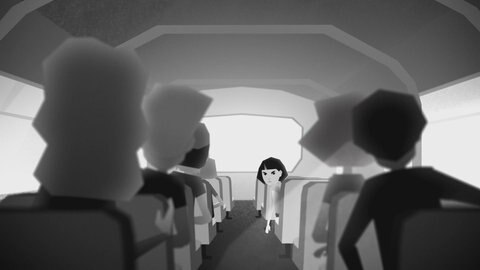 Zeichnung von Kindern in einem Schulbus.