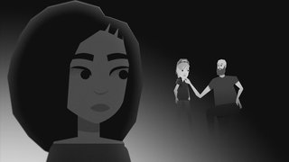 Porträtbild Ami – daneben zwei weiße Erwachsene.