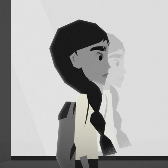 Zeichnung von Shazmeen, die Haare zu einem langen Zopf gebunden.