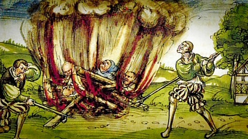 Darstellung einer mittelalterlichen Judenverbrennung.