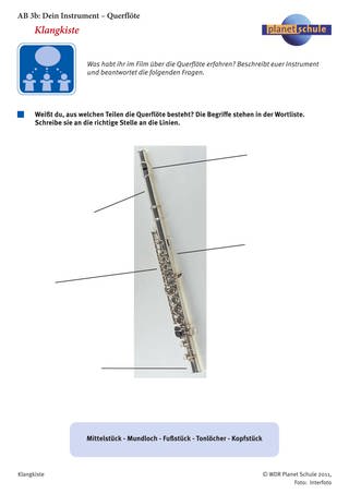 Arbeitsblatt 3b: Dein Instrument: Querflöte (Foto: )