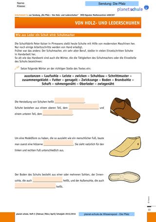 Arbeitsblatt 5a: Wie aus Leder ein Schuh wird (Foto: )