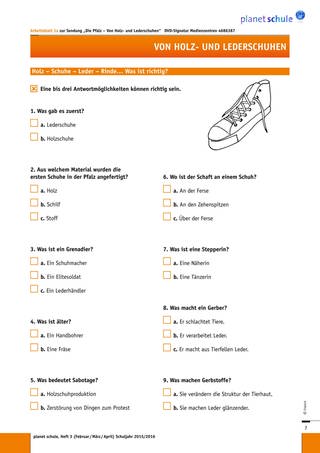 Arbeitsblatt 1a: Holz - Schuhe - Leder - Rinde... Was ist richtig? (1) (Foto: )