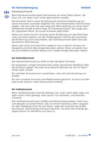 Infoblatt 4A: Information Kameraschwenk (Foto: )