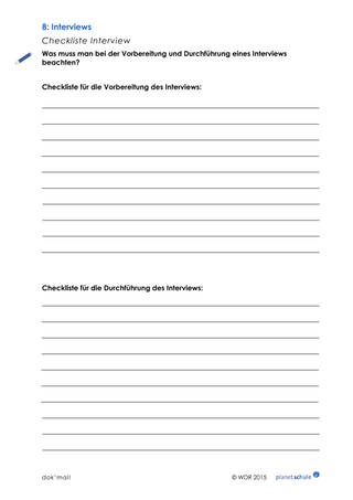 Arbeitsblatt 8: Checkliste für ein Interview erarbeiten (Foto: )