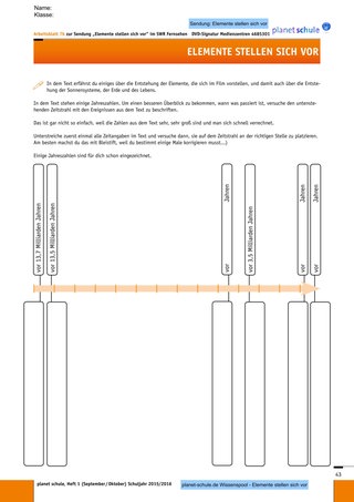 Arbeitsblatt 7b: Zeitstrahl der Entstehung der Elemente