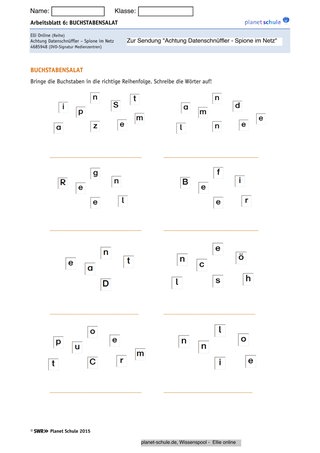 Arbeitsblatt 6: Buchstabensalat