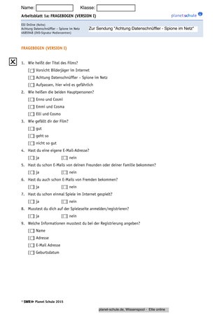 Arbeitsblatt 1a: Internetnutzung