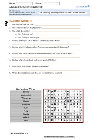 Arbeitsblatt 1b: Fragebogen (Version II)