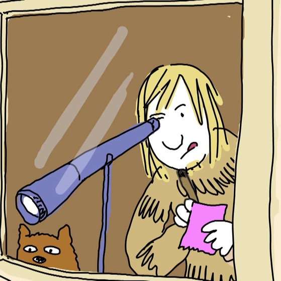 Junger Mann mit Fernrohr.