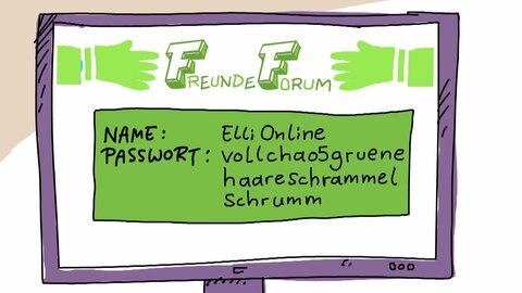 Bildschirm mit Name und Passwort.