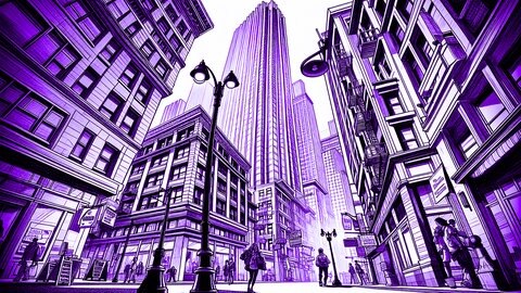AI generated drawing of a city in a low-angle shot | kolleg24 Englisch