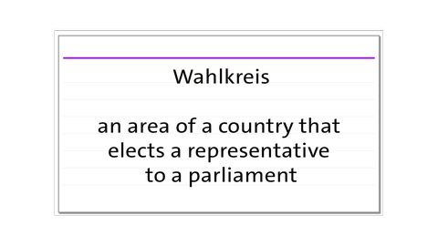 Karteikarten-Rückseite für die englische Vokabel constituency - Wahlkreis