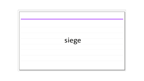 Grafik einer Karteikarte mit dem englischen Wort "siege" | kolleg24 Englisch