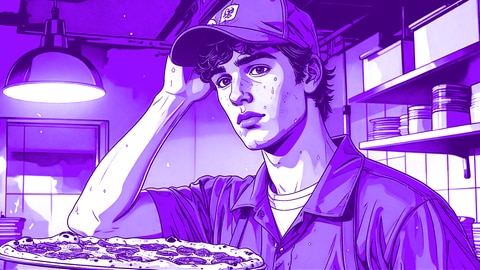 Cartoon: a stressed student working in his holidays | kolleg24 Englisch