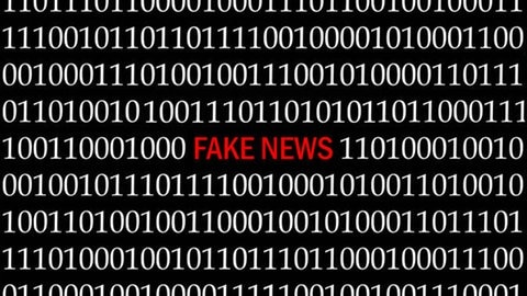 Binäre Zahlen und Schriftzug Fake News