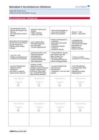 Screenshot des Arbeitsblattes