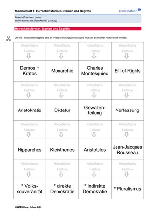 Screenshot des Arbeitsblattes