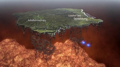 Simulation: Die vulkanische Erde unter der Eifel. (Foto: SWR – Screenshot aus der Sendung)