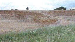 Ein Steinbruch, in dem Muschelkalk abgebaut wird.