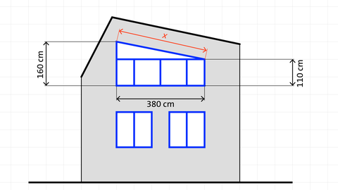 Beispiel rechtwinkliges Dreieck - Länge Fensterrahmen