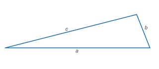 Die Seiten eines Dreiecks sind mit a, b und c beschriftet. Mit der Trigonometrie kann man anhand dieser Maße den Umfang des Dreiecks berechnen.