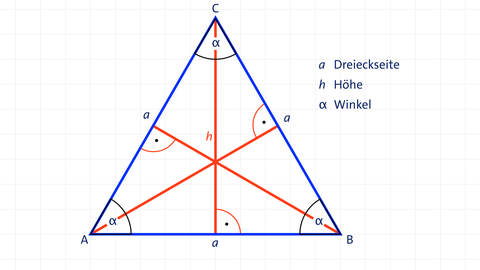 Grafik eines gleichseitigen Dreiecks mit Legende. kolleg24 Mathematik