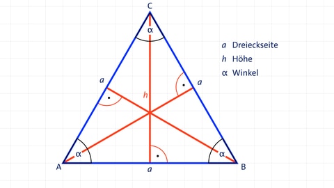 Grafik eines gleichseitigen Dreiecks mit Legende. kolleg24 Mathematik